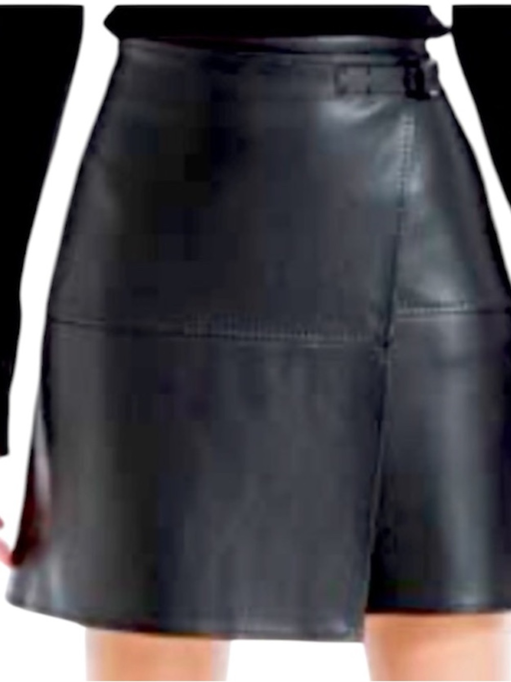 Max Studio Black Faux Leather Asymmetrical Mini Skirt